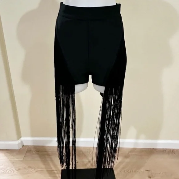 Rehab Lab black high waisted fringe festival Coachella shorts - Picture 4 of 13